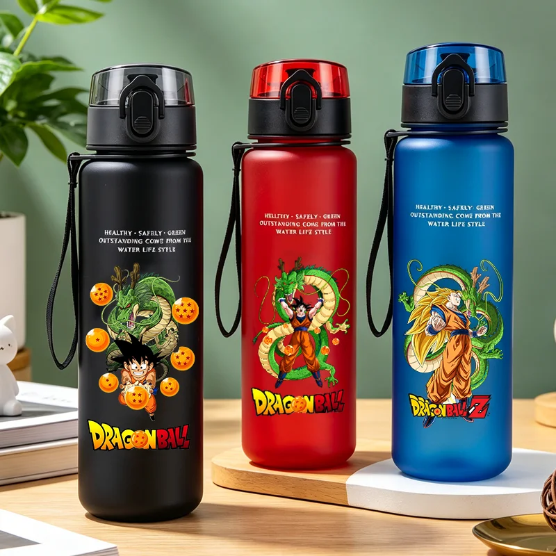 Taza de agua Dragon Ball de 650 ml con estampado de Goku, figura de anime, deportiva, informal, moderna, portátil, a prueba de golpes, para fitness, regalo de cumpleaños
