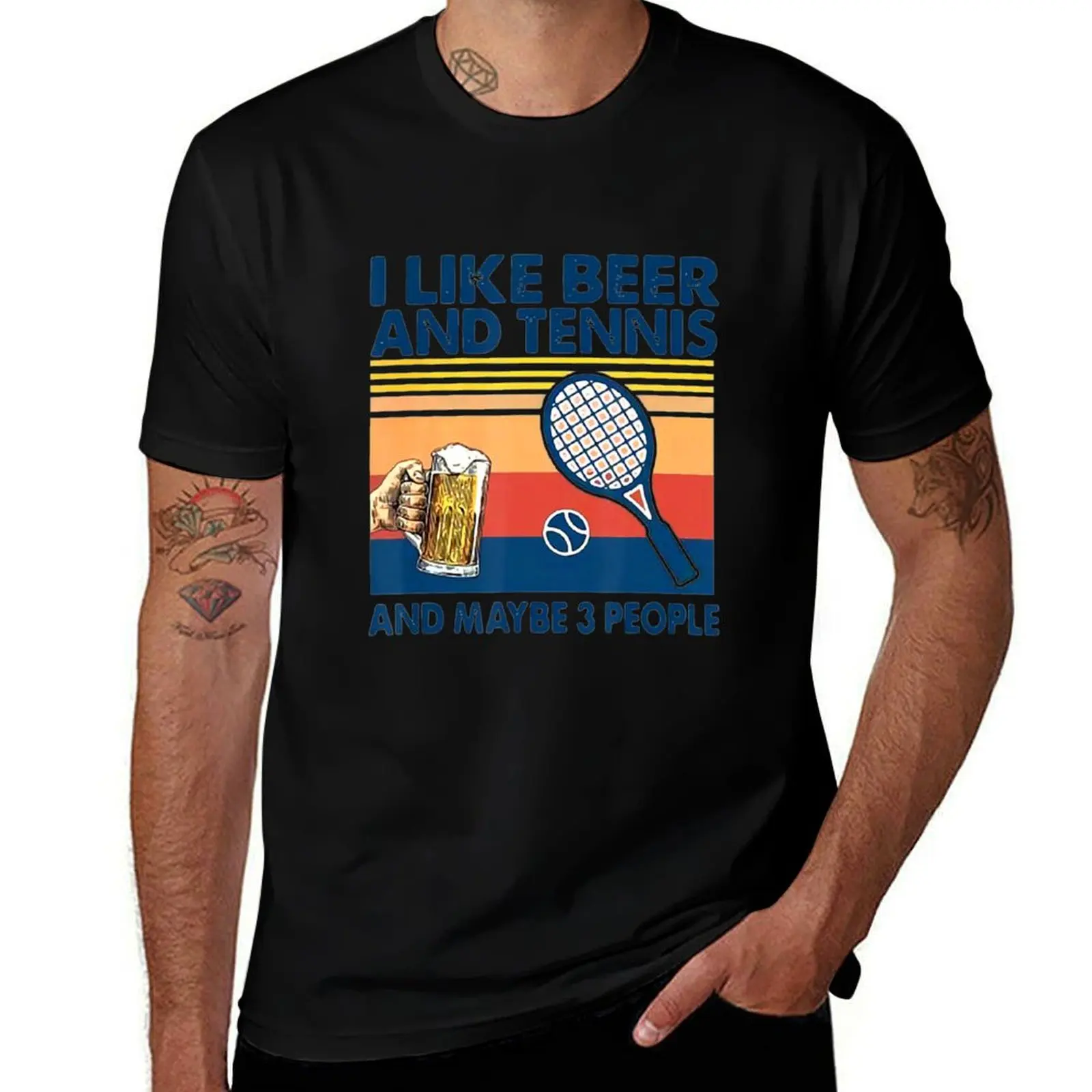I like beer and tennis maybe 3 people vintage T-Shirt t shirts for man graphic tees T-Shirt