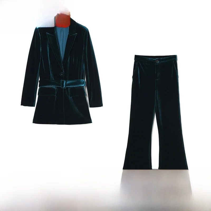 Setelan Jas Wanita Modis Koleksi Musim Gugur Celana Panjang Jas Dua Potong Pakaian Formal untuk Wanita Dewasa