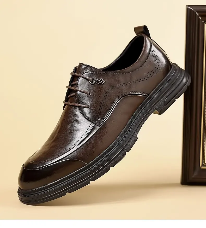 Chaussures basses en cuir à lacets pour hommes, chaussures décontractées, semelle souple, coordonnantes, affaires, printemps, automne, nouveau, haute qualité