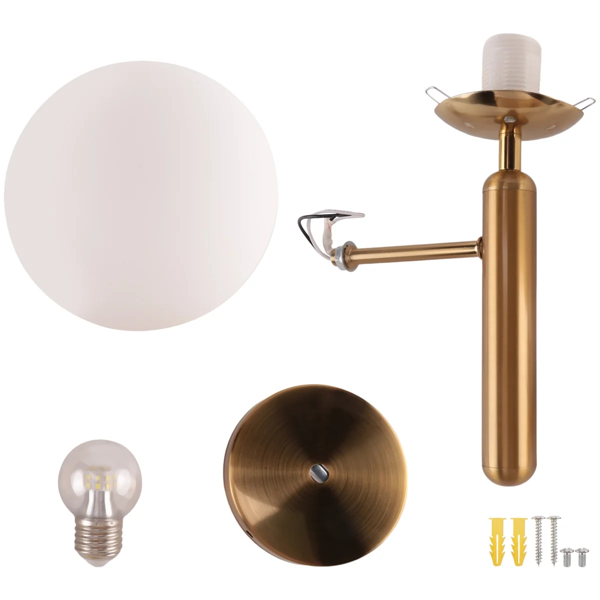 lampada da parete decorativa per camera Lampada da parete a LED decorativa Illuminazione Lampadario a sfera in vetro nordico Specchio da bagno Luce dorata moderna roun