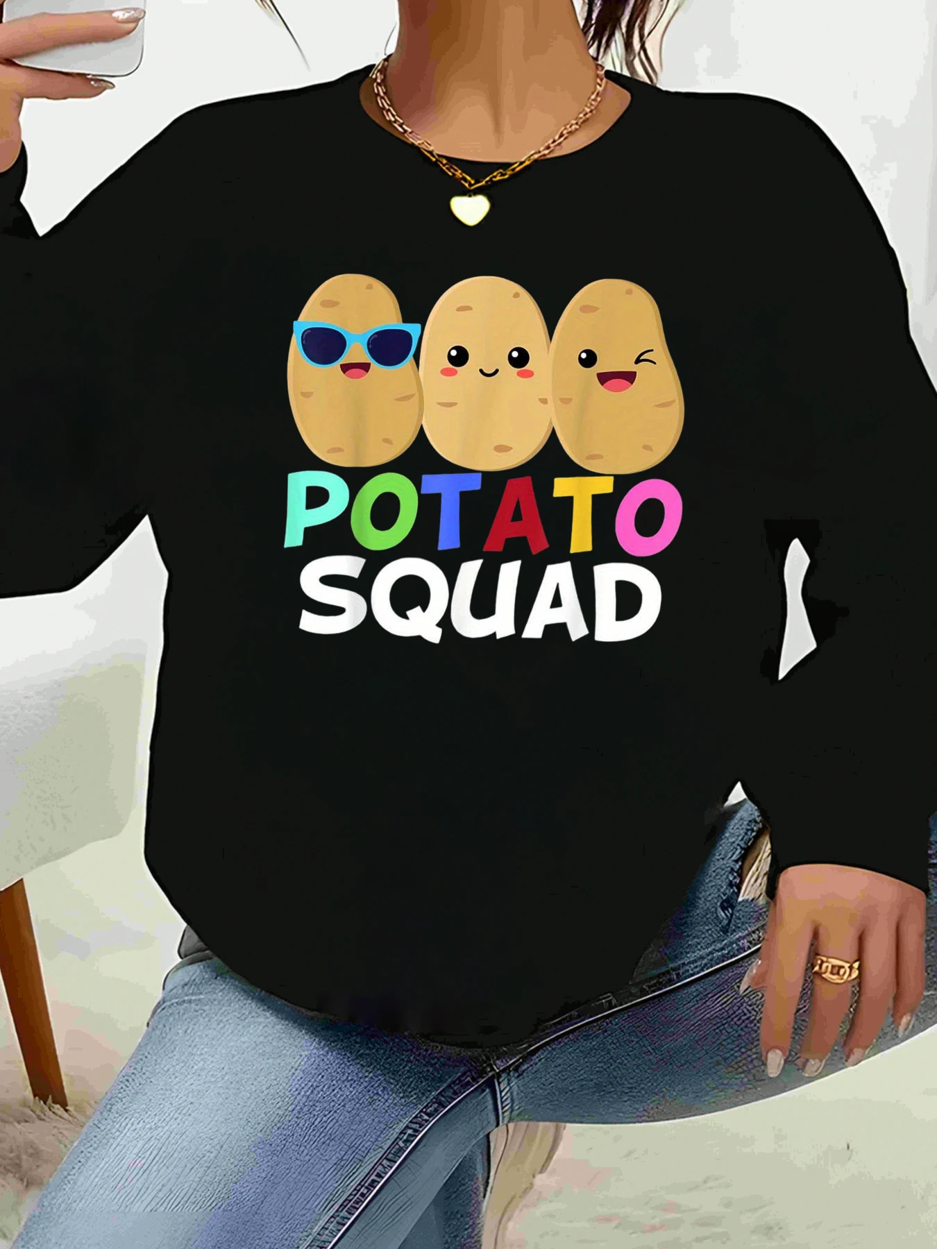 

Топ с длинными рукавами и принтом «Квартовый отряд» для повседневной женской одежды