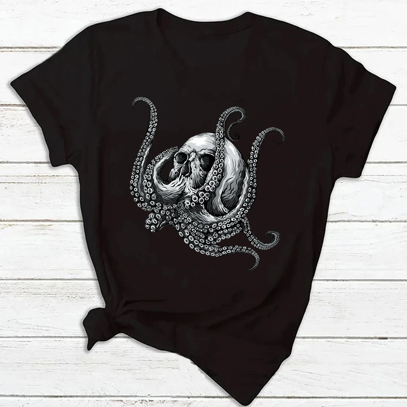 Octopus Sugar Skull T Shirts for Women Print Graphic Tee Women\'s T-Shirt Oversized T Shirt Aesthetic Harajuku Summer Tee Tops