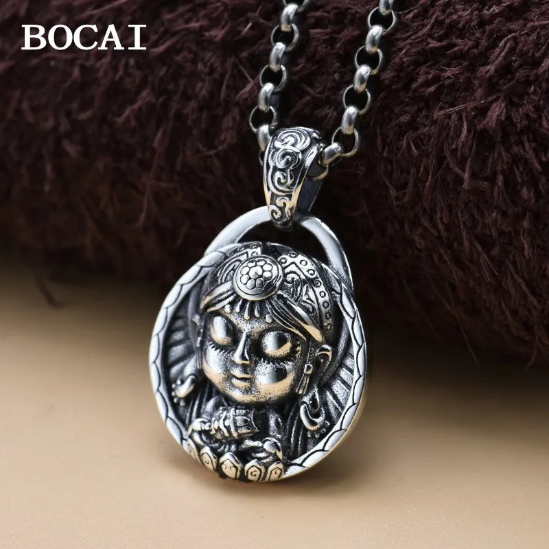 

BOCAI S925 Sterling Silver Fashion Retro Trendy Goddess Statue Cartoon Version Zakiram Pendant Ladies