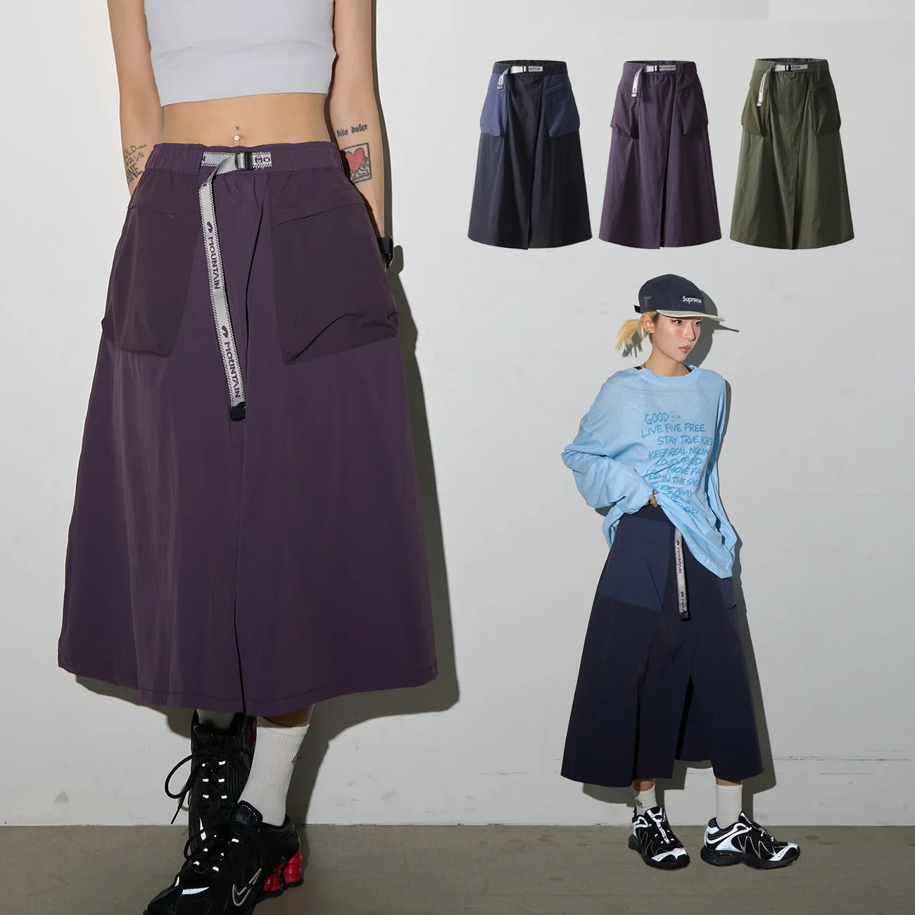 Outdoor Cargo Skirts Pants Men Fashion Quick Dry City Streetwear Loose Casual Sport Sweet Girl Y2k Track Shorts Skirt
