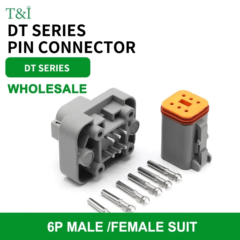 

DT15-6P 6-hole DTtype PCB needle socket plug car waterproof connector male and female docking terminal DT06-6S