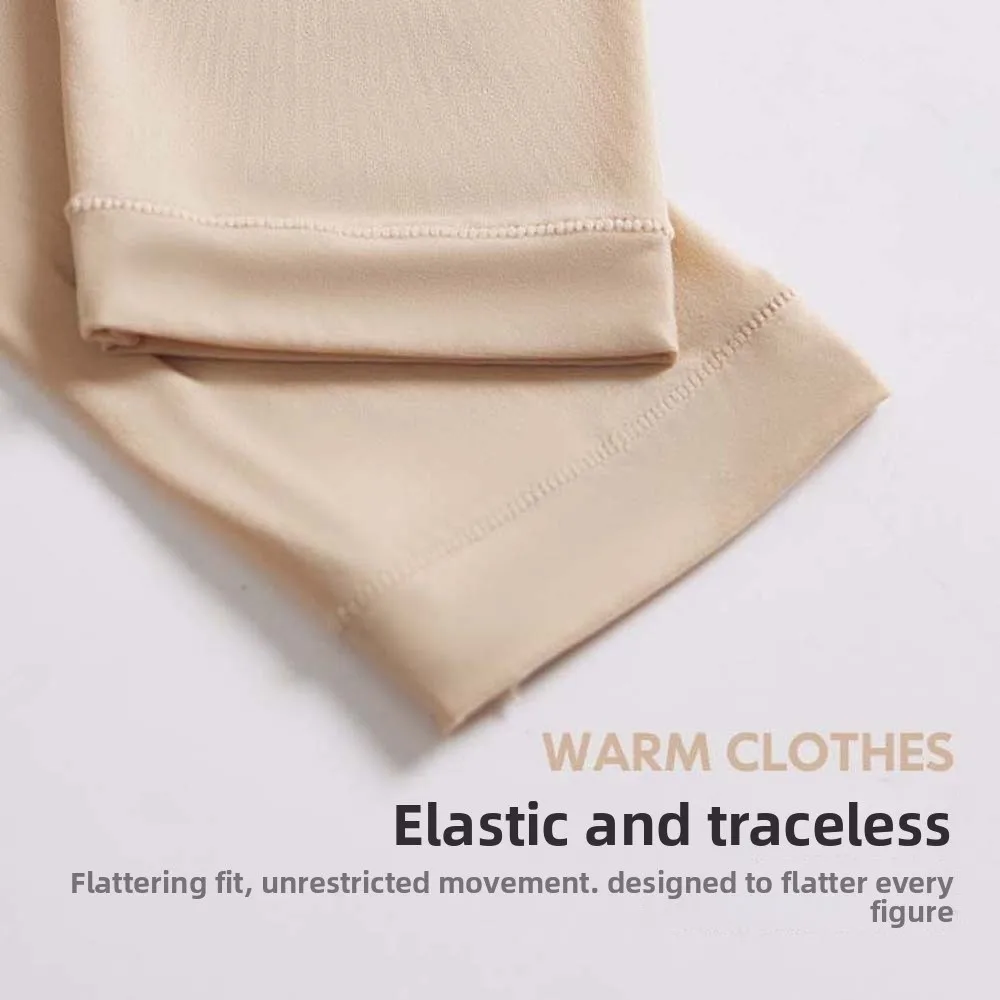 

Ультратонкая женская термоодежда, комплект топов и брюк, невидимое термобелье, нижнее белье с подогревом, теплые длинные брюки