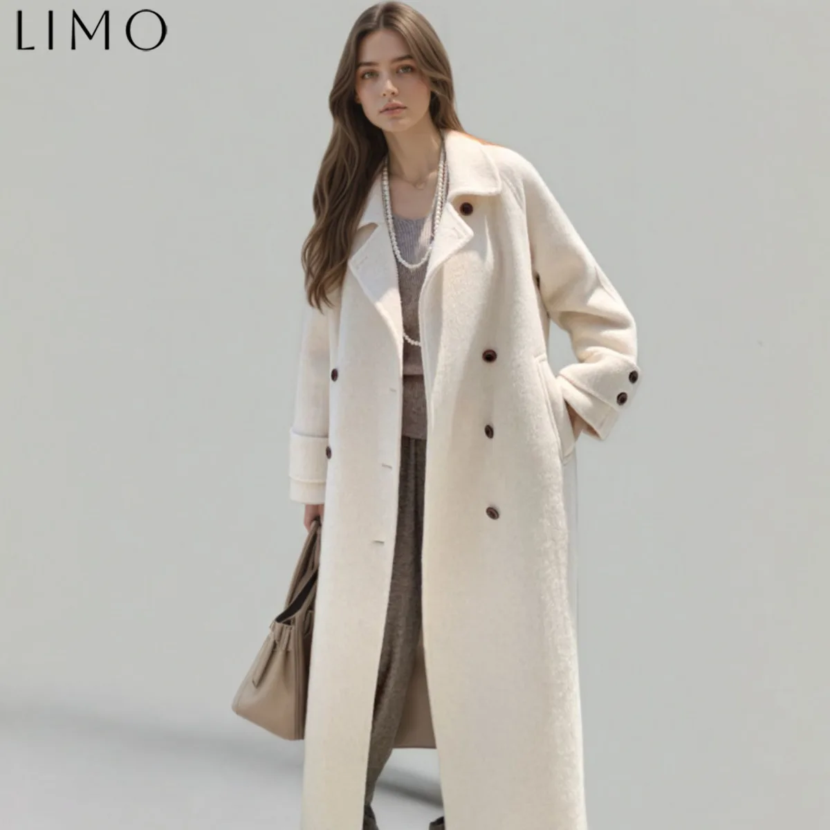 

LIMO Vintage Wool Cotton Blend Coat Women’s Autumn Winter Long Warm Outerwear for Commuting Travel Office Daily Wear