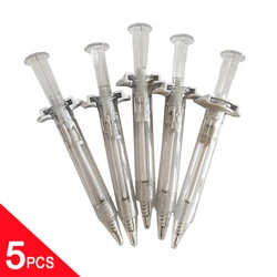 창의적인 투명 주사기 볼펜, 블루 블랙 젤 펜, 학교 사무용품, 학생 쓰기 도구, 0.5mm, 로트당 5 개