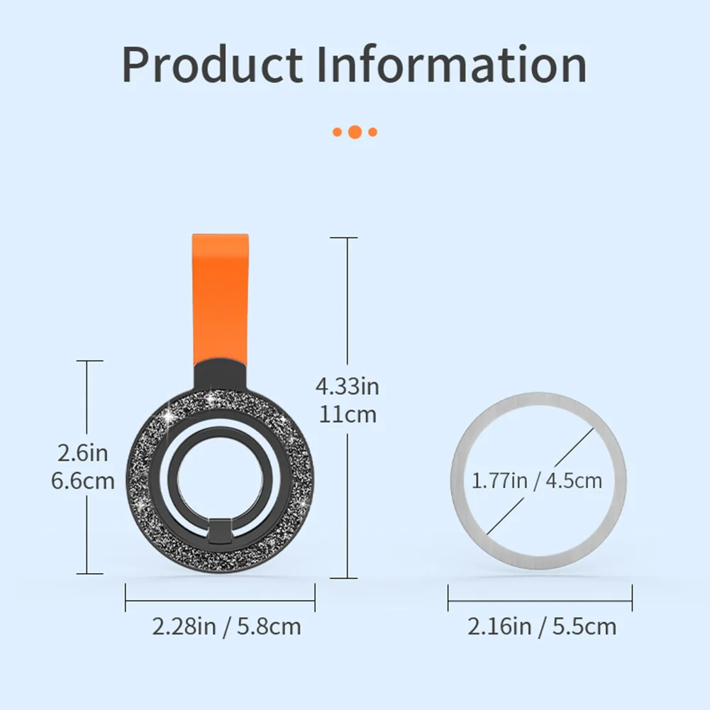 Magnetyczny brokatowy uchwyt na telefon 360° °   Obrotowy uchwyt na pierścionek na palec do iPhone'a 15, 14, 13, 12