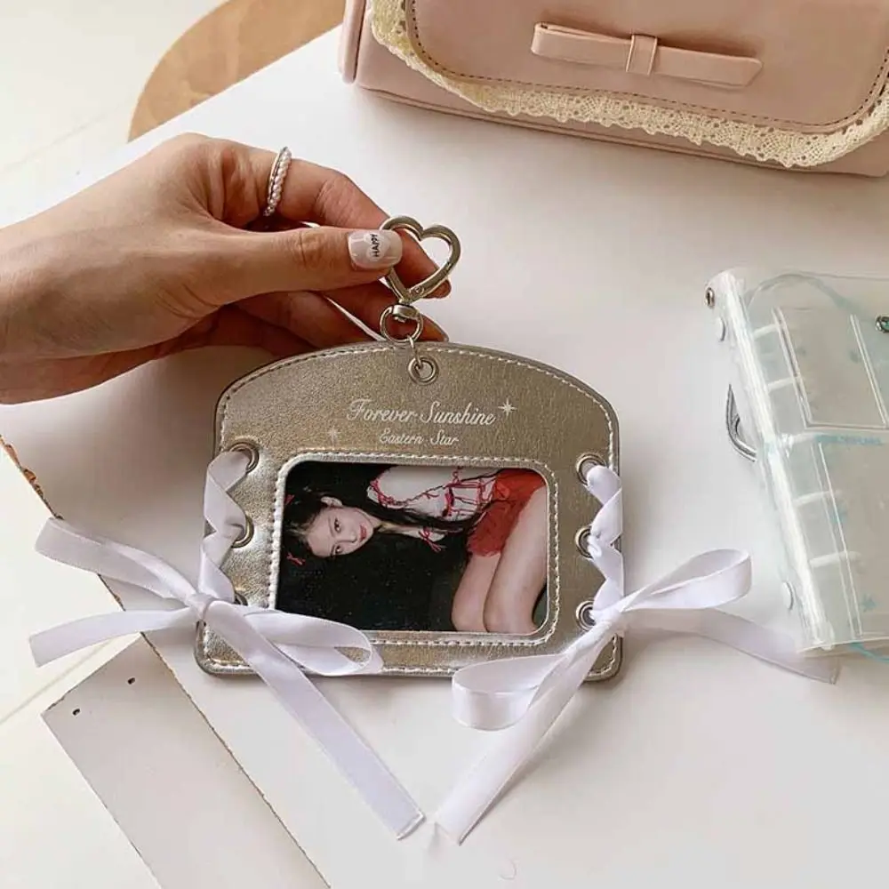 

Sweet Korean Idol Balletcore Photocard Holder Ribbon DIY PU Photocard Holder INS Korean Style Bus Card Holder Girl