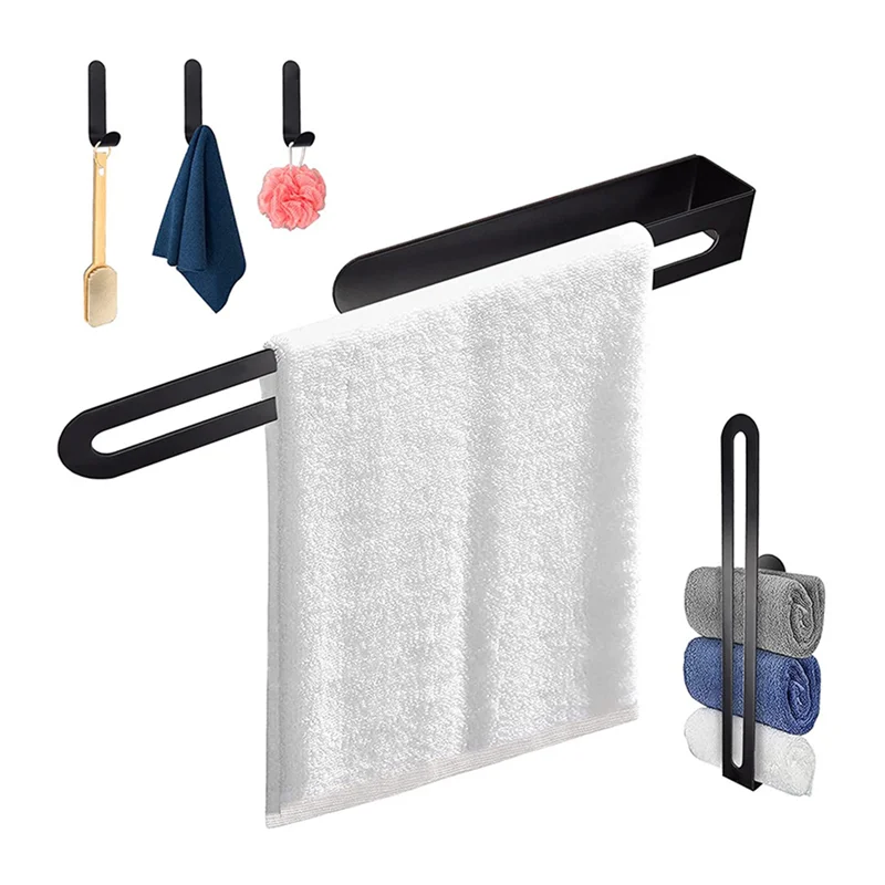 

-WSFS Держатель для полотенец для рук Держатель для полотенец Утолщенный вешалка для полотенец для рук из нержавеющей стали Черный