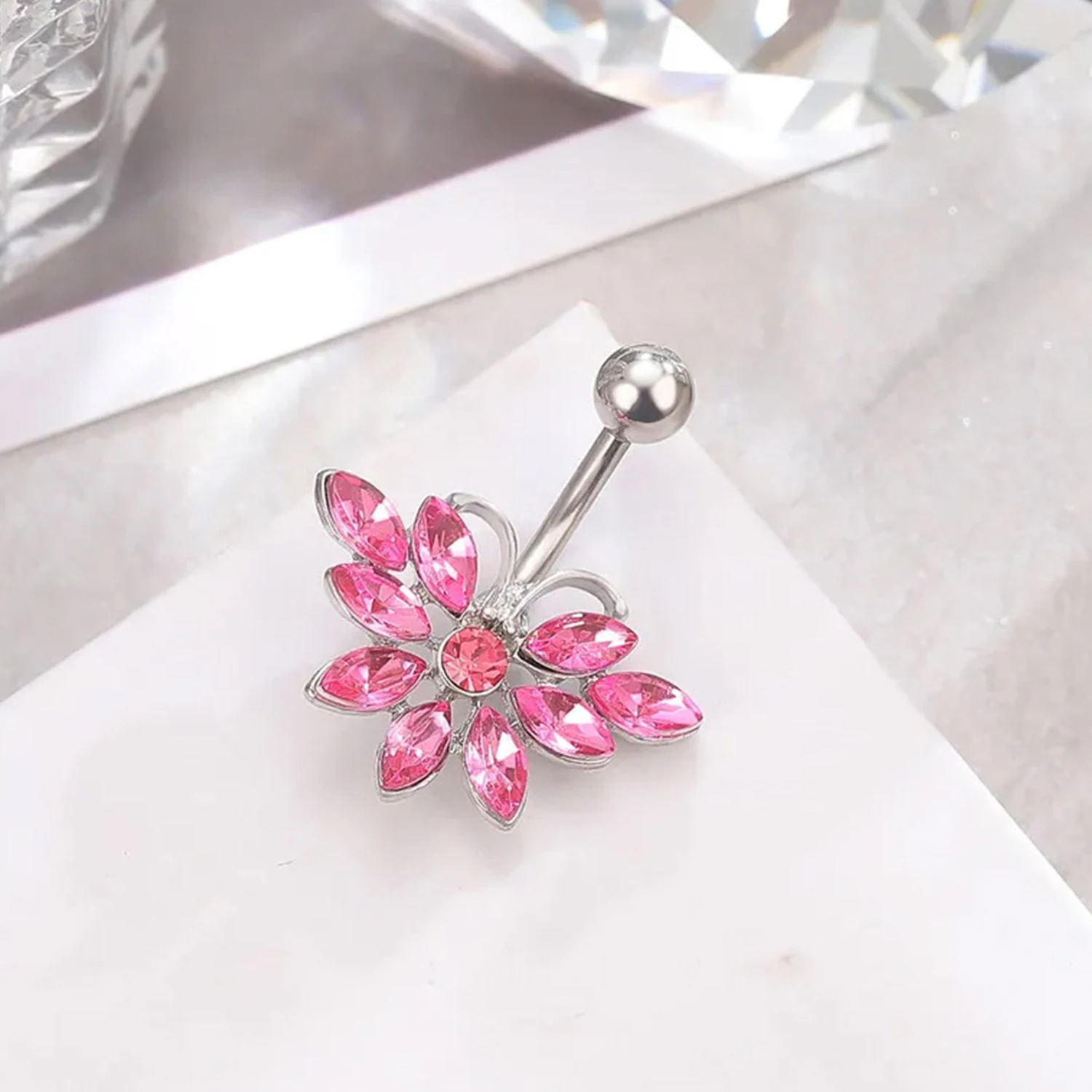 New Cherry Strawberry Flower Belly Button Rings Dangle Navel Barbell Piercing for Women Christmas Gifts