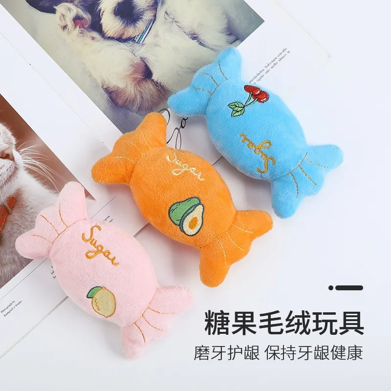 Pet Plush Toy Accompanied By A Cartoon Candy Shape Molar Tooth Guard Toy Soft and Elastic Does Not Hurt The Mouth Dog Toys