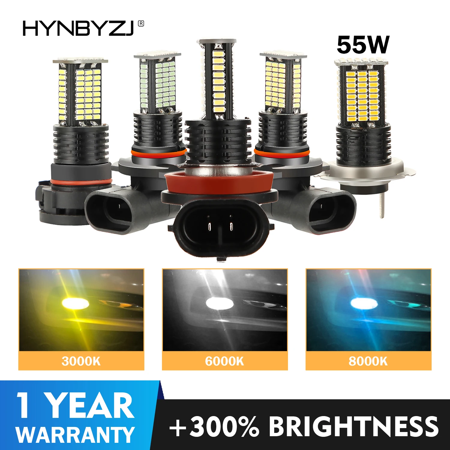 

H8 LED H7 H11 Led Fog Lights H16 9005 9006 P13W Yellow White Bulb Car Driving Headlamp Auto Fog Lamps 3000K 6000K 8000K 12V 24V