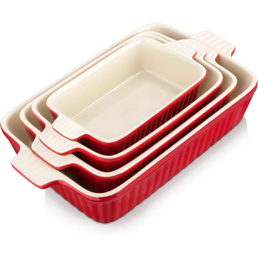 

Bakeware Set of 4 Porcelain Baking Pans Set for Oven Casserole Dish Ceramic Rectangular Baking Dish Lasagna Pans for Cooking Ca