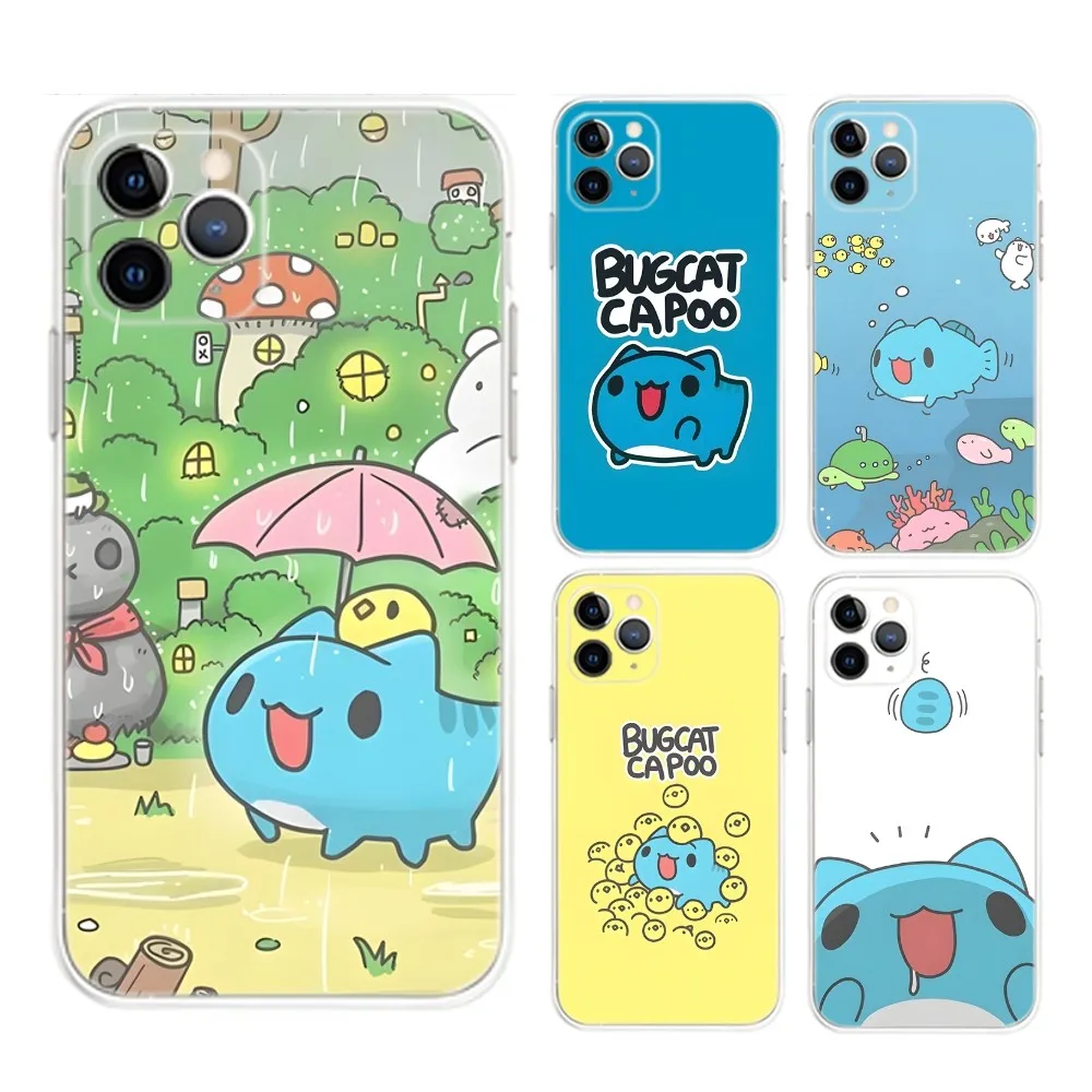 Blue Bugcat Capoo  Phone Case For iPhone Apple 15,14,13,12,Mini,11,Pro,Max,Plus,X,XR,XS,8,SE,2020,Plus Transparent Cover