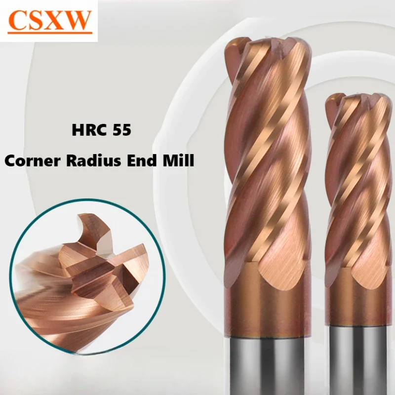 

R0.5/1/2 Bullnose Cutter Corner Radius End Mill CNC Tungsten Steel Metal Router Tool Surface Machining Carbide Milling Cutter