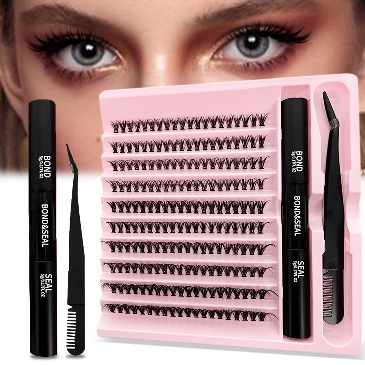 DIY Eyelash Extension Kit 120PCS Fluffy Soft Individual Lashes 8-12mm Natural Look Fasle EyeLash With Tweezers Bond Seal Tools