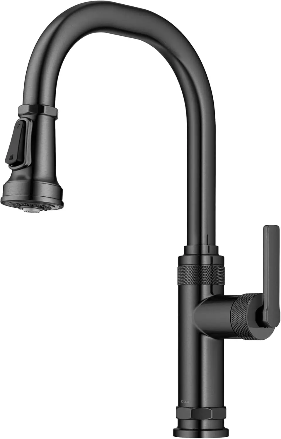 Allyn Industrial Pull-Down Single Handle Kitchen Faucet in Spot-Free Black Stainless Steel, KPF-4102SFSB