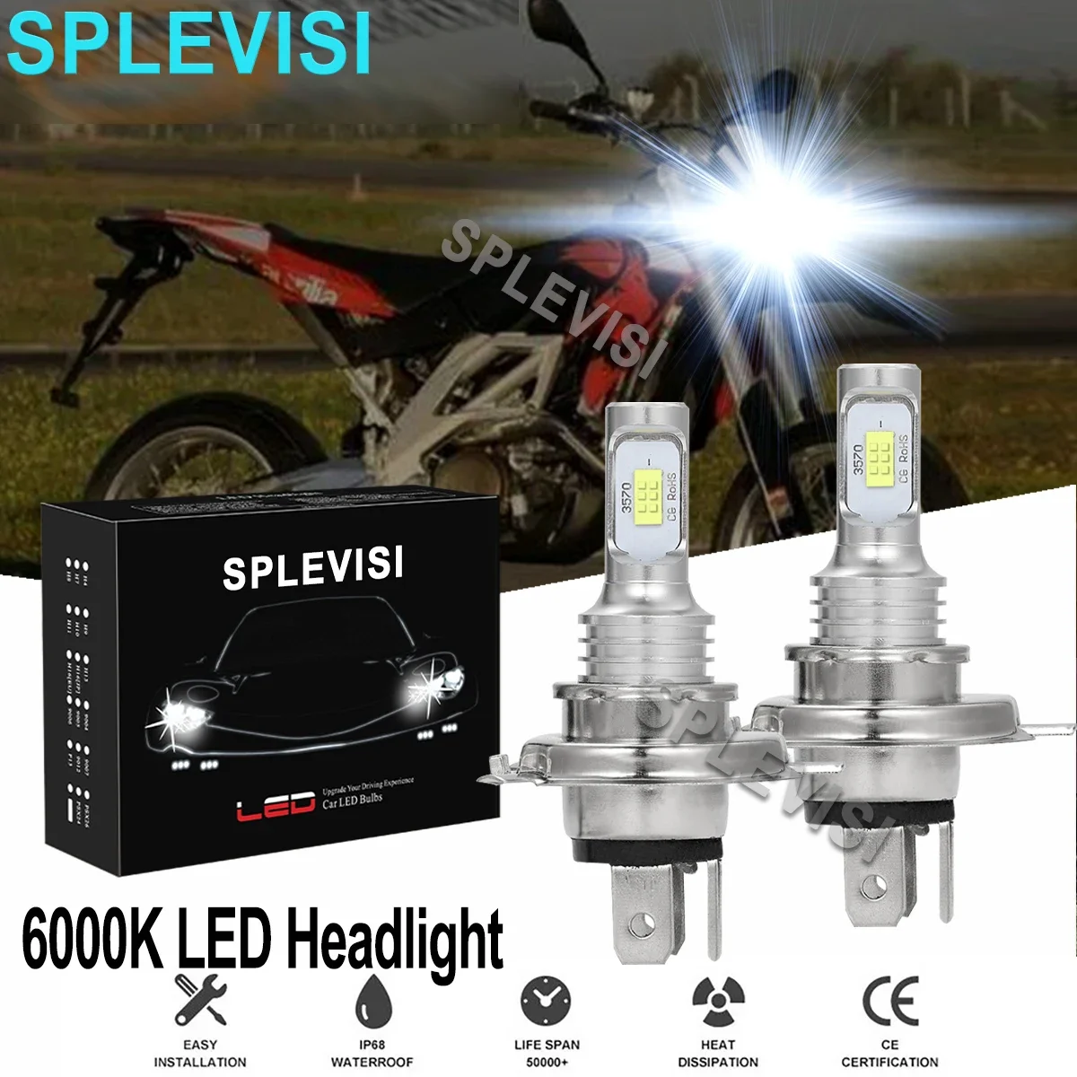 

2x Xenon White LED Motorcycle Headlights For Aprilia RXV550 2007 2008 2009 2010 Dorsoduro 1200 2011-2014 Dorsoduro 750 2010-2013