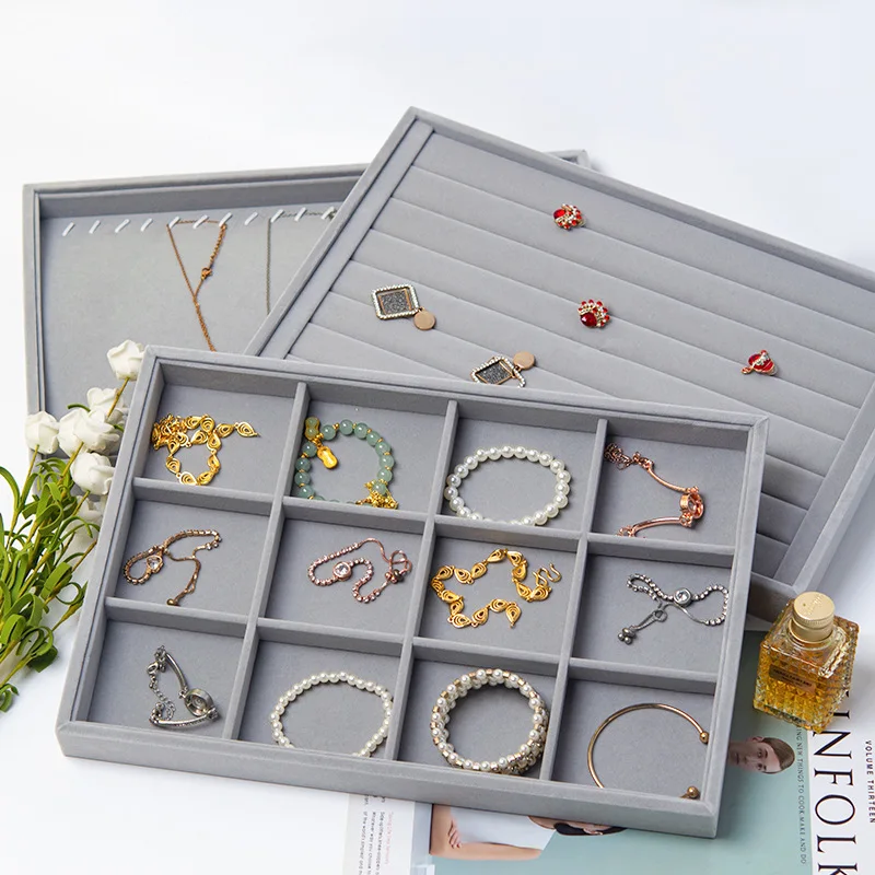 Jewelry Storage Box Display Props Jewelry Earring Bracelet Necklace Stand Bangle Flannel Tray
