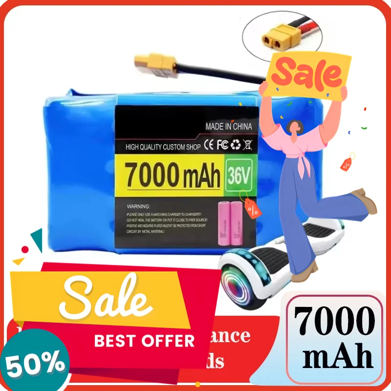 

New 36V 7000mAh Lithium Ion Battery Pack,For Electric Self Balancing Scooter HoverBoard Unicycle 10S2P 36V Battery