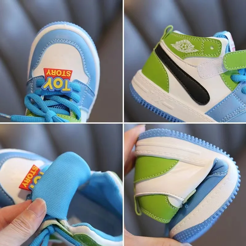 Children's Sports Shoes 2024 New Spring Boys Leisure Board Shoes High Top Non-slip Girls' Basketball Shoes Soft Soled Baby Shoes