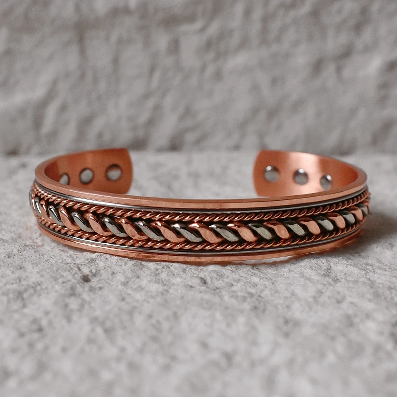 Pure Copper Bracelets Men Magnetic Braided Adjustable Bangle Arthritis Health Magnet Jewelry Metal Anti Radiation