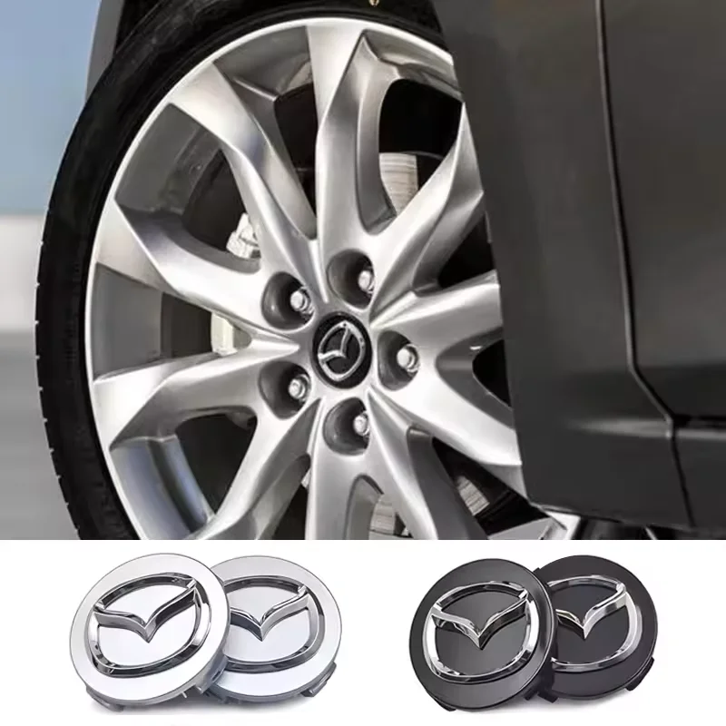 4 Tapas Centrales para Ruedas de Coche de 56/60 mm, Cubierta de Llanta para Mazda 2 3 5 6 323 626 CX3 CX5 CX30 Demio Atenza Axela MX3 MX5 RX8, Accesorio