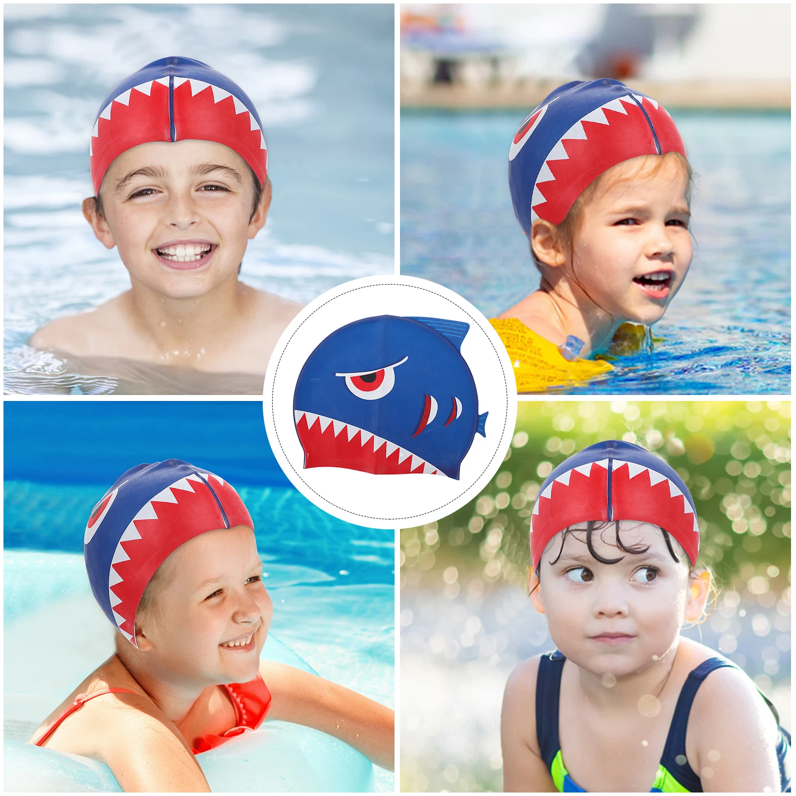 

Parliky Cartoon Silicone Swim Cap for Kids Boys Girls Elastic Ear Comfortable Pool Swimming Hat Fun Design
