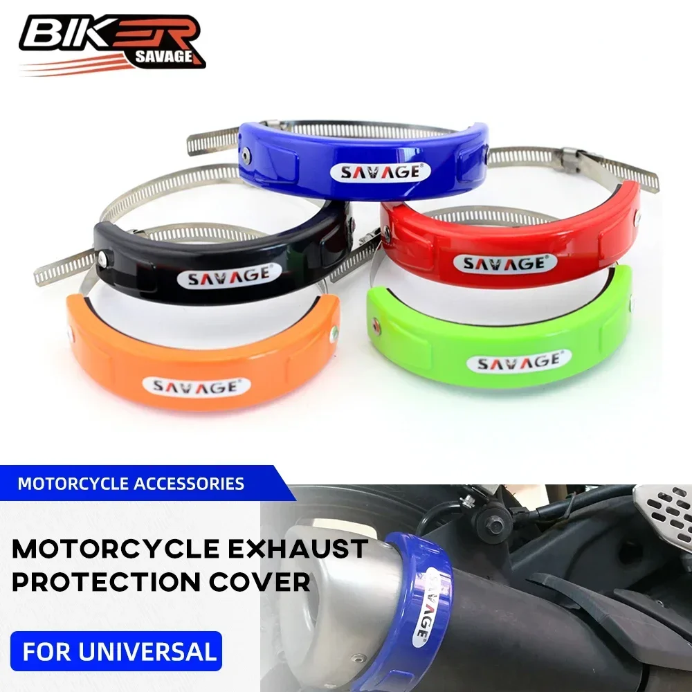 Universal Motorcycle  Exhaust Protection Cover Heat Shield 100mm-140mm 5 Colors Adjustable Protector Pipe Fixing Rings