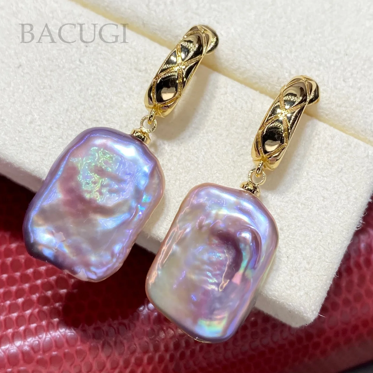

Purple Baroque Bead Earrings Natural Freshwater Pearl Earrings