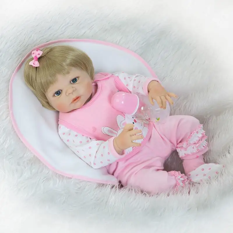 56cm Girls Gender Full Silicone Body Baby Dolls Children Bebe Toys Bonecas Juguetes Brinquedos