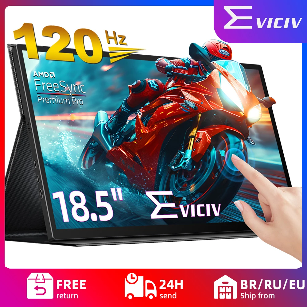 eviciv 185 touchscreen monitor portatil 1080p hdmi usb c para samsung dex game console pc telefone display externo com vesa smart case 01