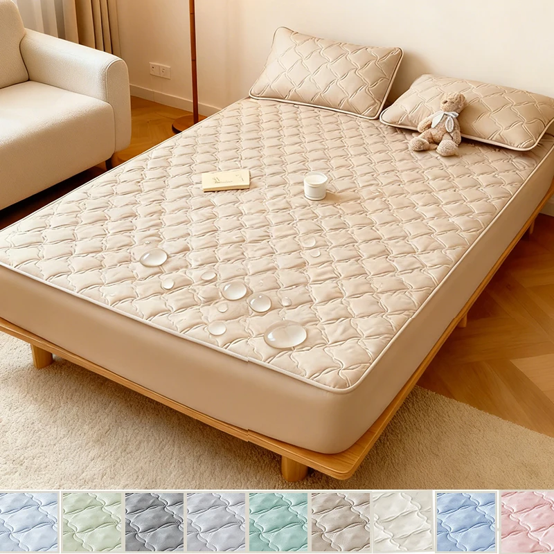 

New Waterproof Mattress Topper with Extra-thick Quilted Skin-friendly Non-slip for All Season Muti Size, Colors Bed Cover 침대헤드