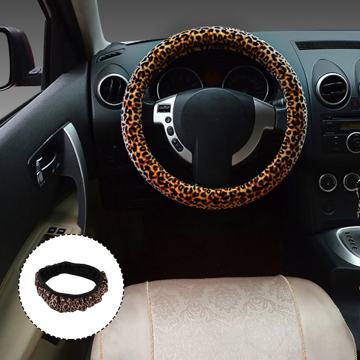 Leopard Pattern Steering Wheel Cover Car Universal Steering Wheel Sleeve Auto Interior Accessories Steering Covers