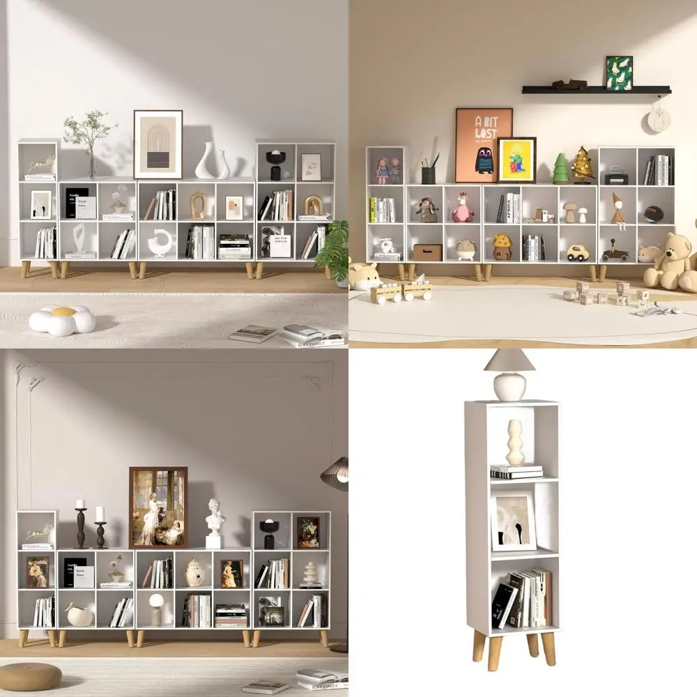 

Трехуровневый белый стеллаж-куб на ножках, книжный шкаф для дома и офиса, открытый стеллаж для демонстрации товаров