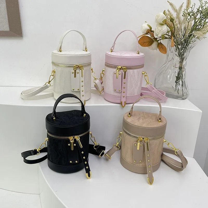 

1pcs Stylish Cylinder Design Tote Bag & Crossbody Bucket Bag PU Leather Casual Shoulder Bag Versatile for Lightweight Durable