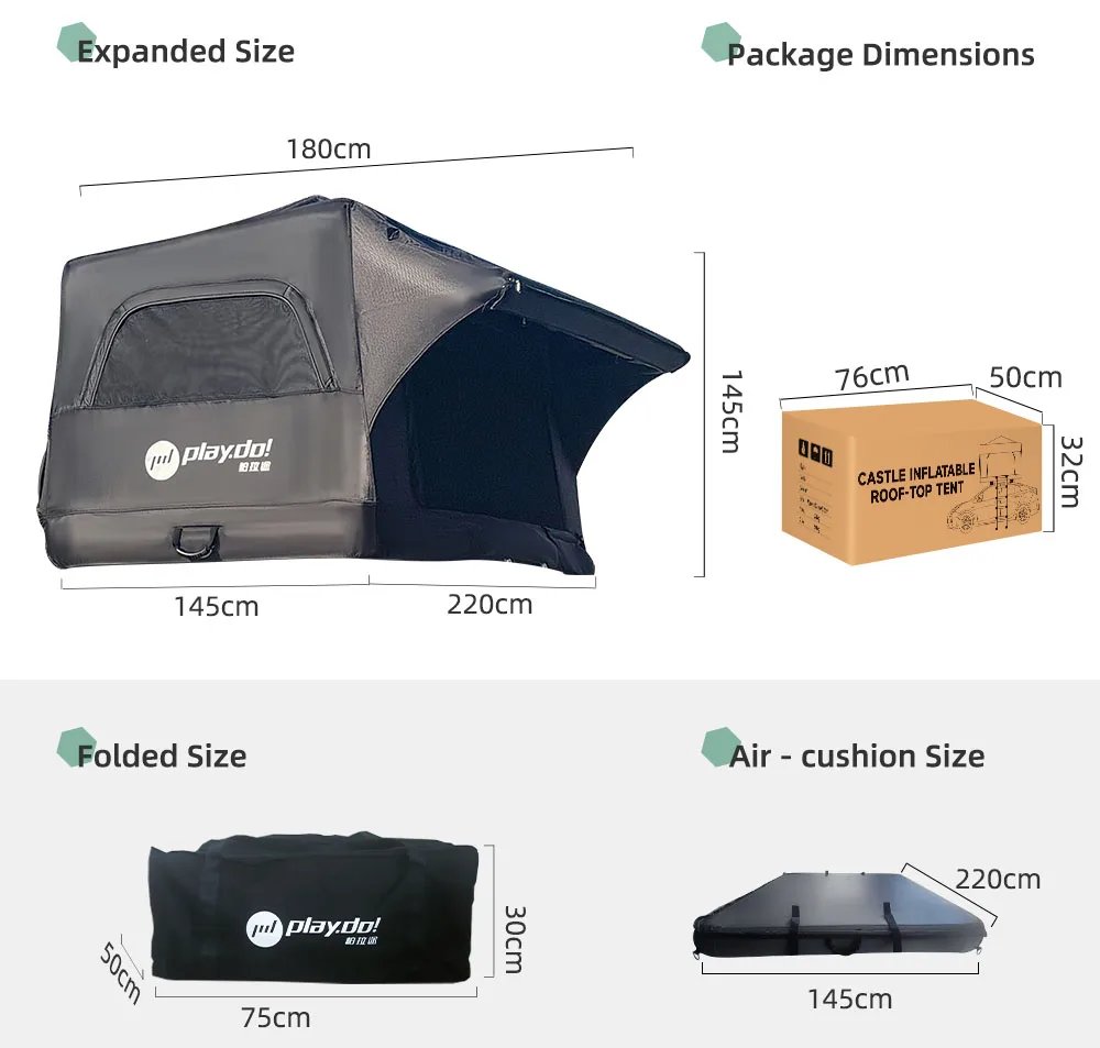

Inflatable 2-3 Person Car Camping Gear Tent With Waterproof Oxford Roof Shelter And Air Mattress Coated For Comfort Convenience