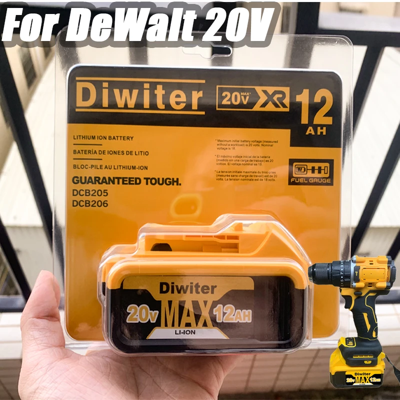 

for DeWalt Battery 18v Lithium Batteries 20V 12Ah DCB203 Li ion Battery Replacement DCB206 DCB205 DCB204 DCB200 Power Tools