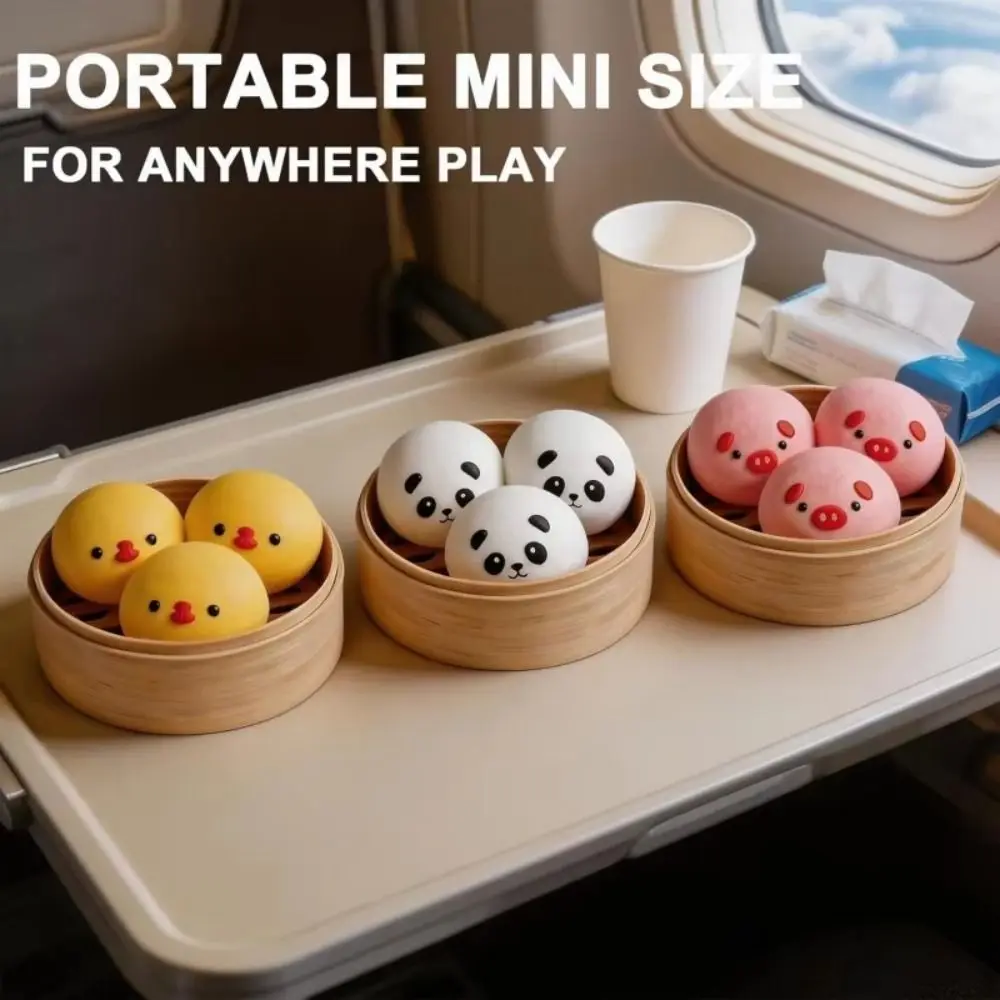 Juguetes de peluche mini de dumplings al vapor, animales de peluche de cerdo/pollo, juguetes de dumplings de animales, pelotas blandas de TPR para ejercitar la mano, pelotas de peluche de perro.