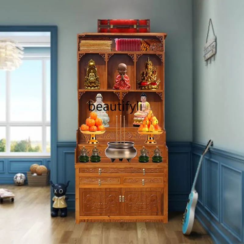 

God of Wealth Altar Household Buddha Niche Modern Light Luxury Small New Chinese Style Clothes Closet
