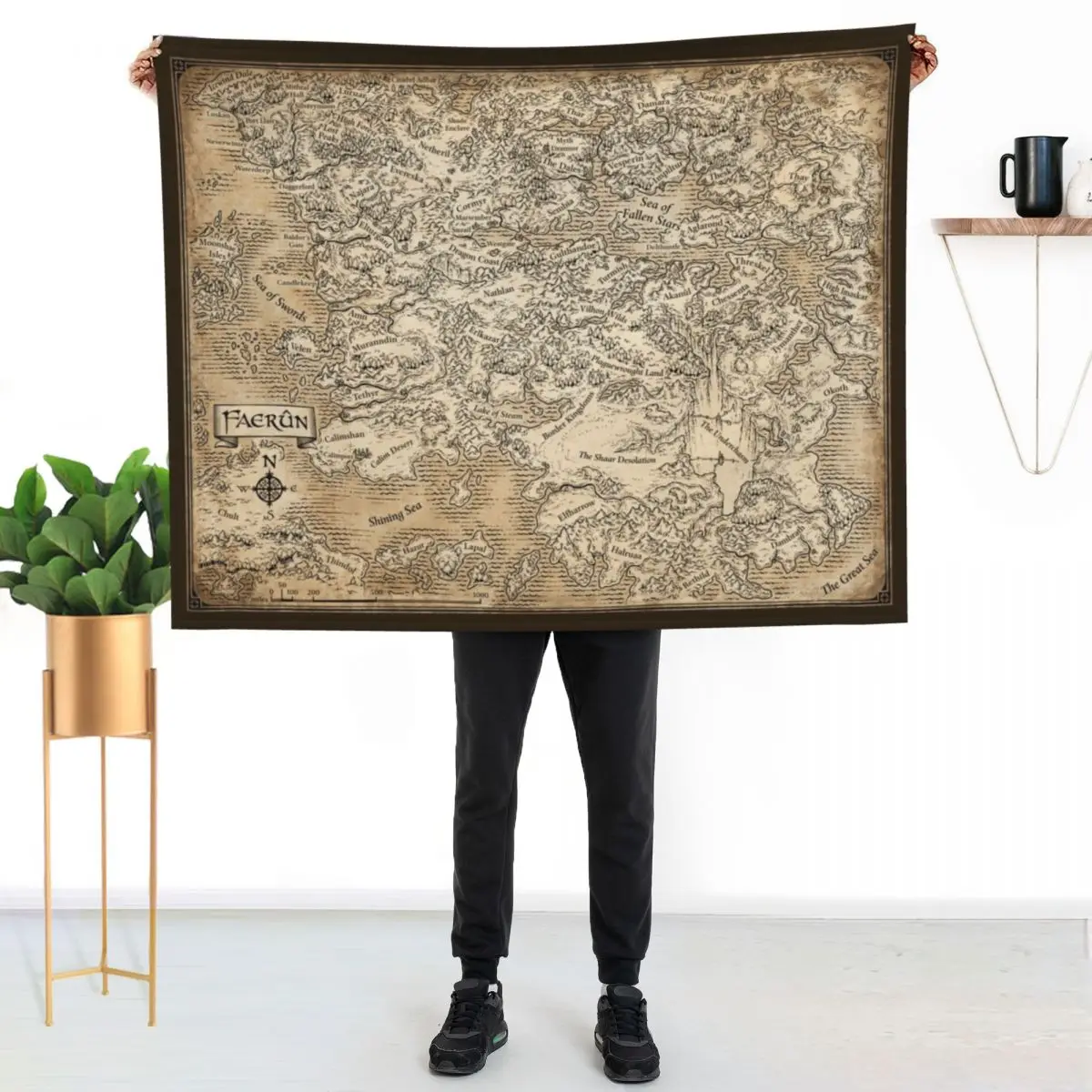 Annotated Map Of Faerun Throw Blanket Stylish Decor Blanket Gift for Friends Roommate