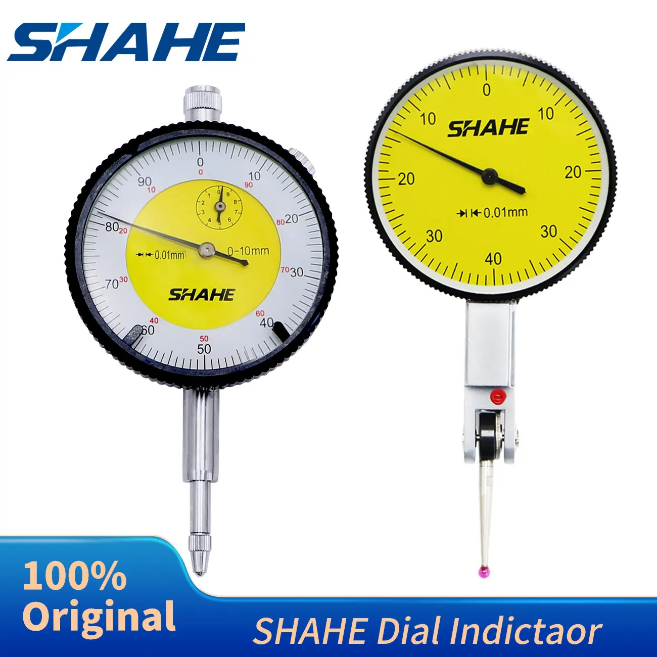 Medidor de dial SHAHE con caja fuerte, herramienta de medición, indicador de dial métrico de 0,01 mm