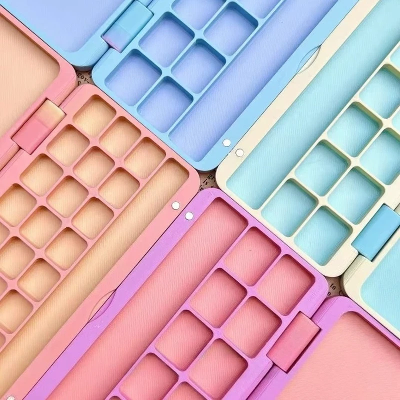 Empty Watercolor Palette Rainbow Color 3D Printing 12/24Grid Travel Portable Watercolor Package Box Artist Painting Art Supplies