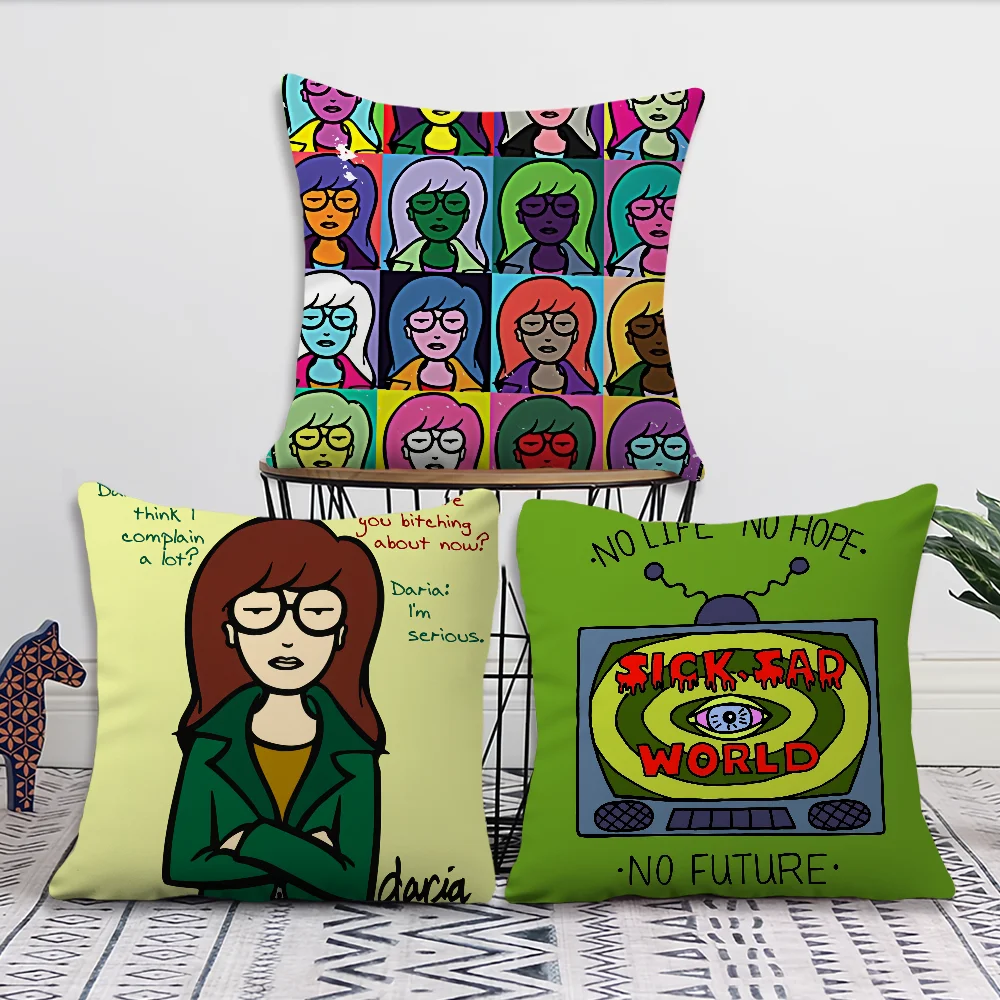 Cartoon D-Daria Modischer Kissenbezug für Wohnzimmer, Kopfteil, Büro, Schlafzimmer, Sofa, Nickerchen-Kissenhülle