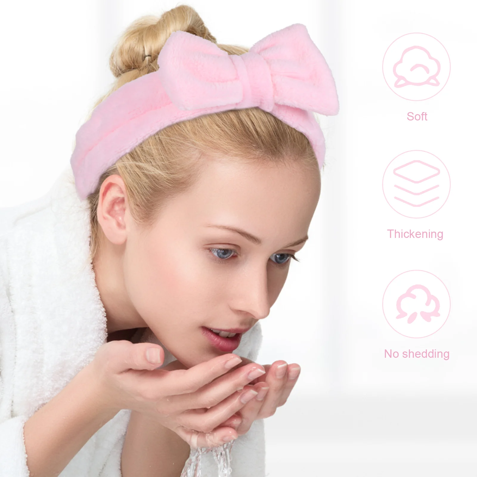 4 Pcs Bow Headband Facial Elastic Spa Hair Bands Elasticity Skincare Headbands Simple Coral Fleece Hairbands Miss