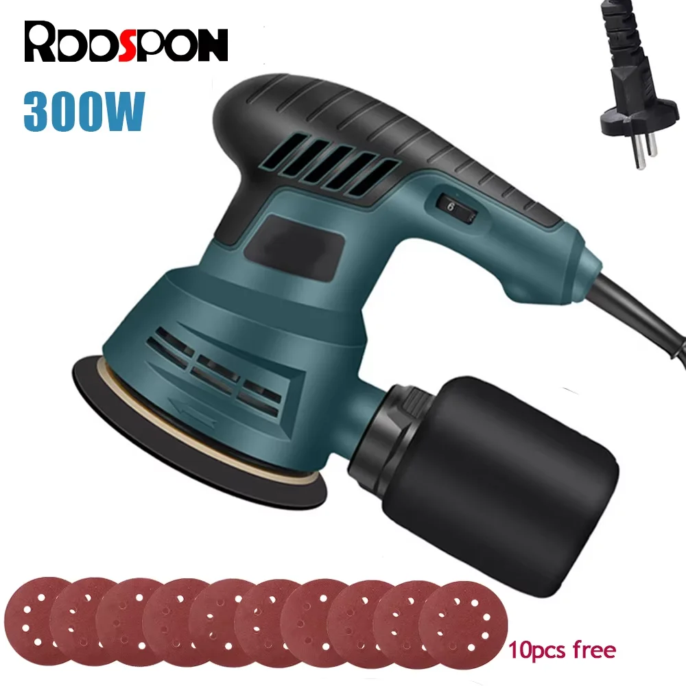 

300W Electric Sanding Machine 6 Speeds 125mm Electric Sander Wood Polishing Machine Car Grinding Machine AC220V EU Plug