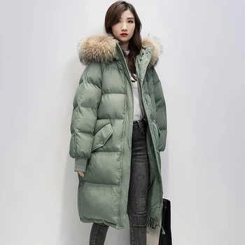 Thicken Coat 2024 ฤดูหนาวใหม่เกาหลีหลวมลงเสื้อแจ็คเก็ตหญิงWarm Hooded Parka Overcoatหญิงลําลองเสื้อโค้ทยาว